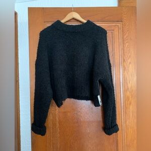 Free People We The Fee Stormy Pullover Black Crew Neck Sweater XSMALL NWT